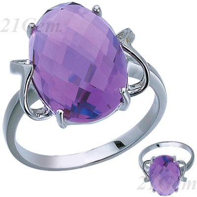 18K白金镶优质紫水晶戒指